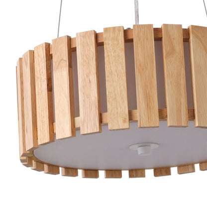 3-Light Wood Farmhouse Pendant Light with White Diffuser