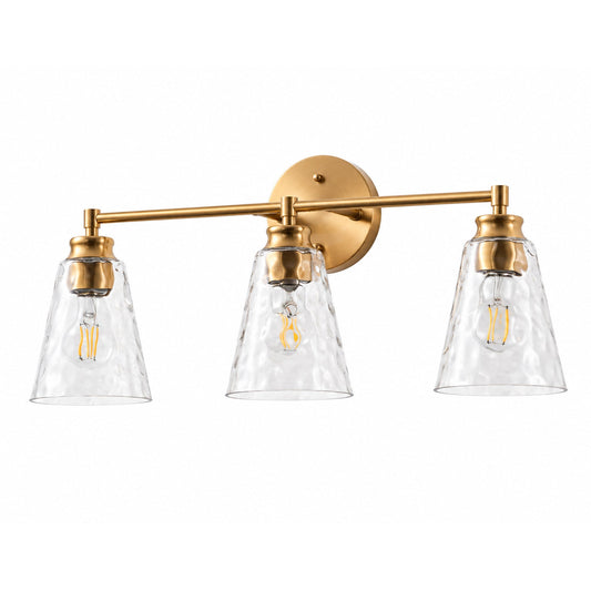 3/4-Light Gold Bathroom Vanity Light with Clear Glass Shades