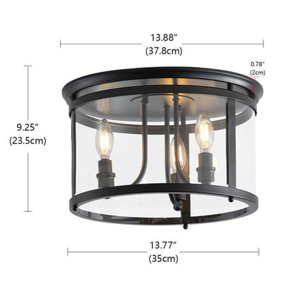 3-Lights Spherical Glass Shade Flush Mount Lighting