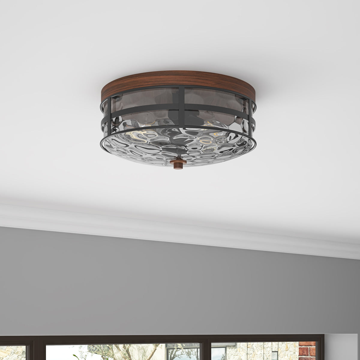 2-Lights Polka Art Glass Shade Flush Mount Lighting