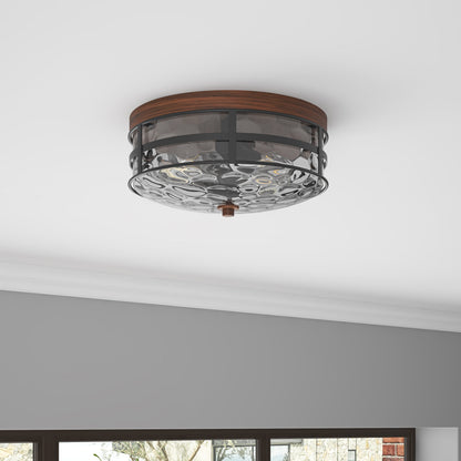 2-Lights Polka Art Glass Shade Flush Mount Lighting