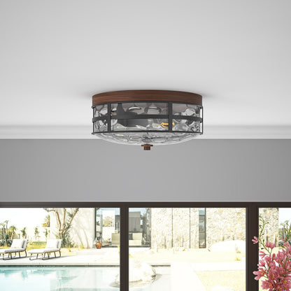 2-Lights Polka Art Glass Shade Flush Mount Lighting