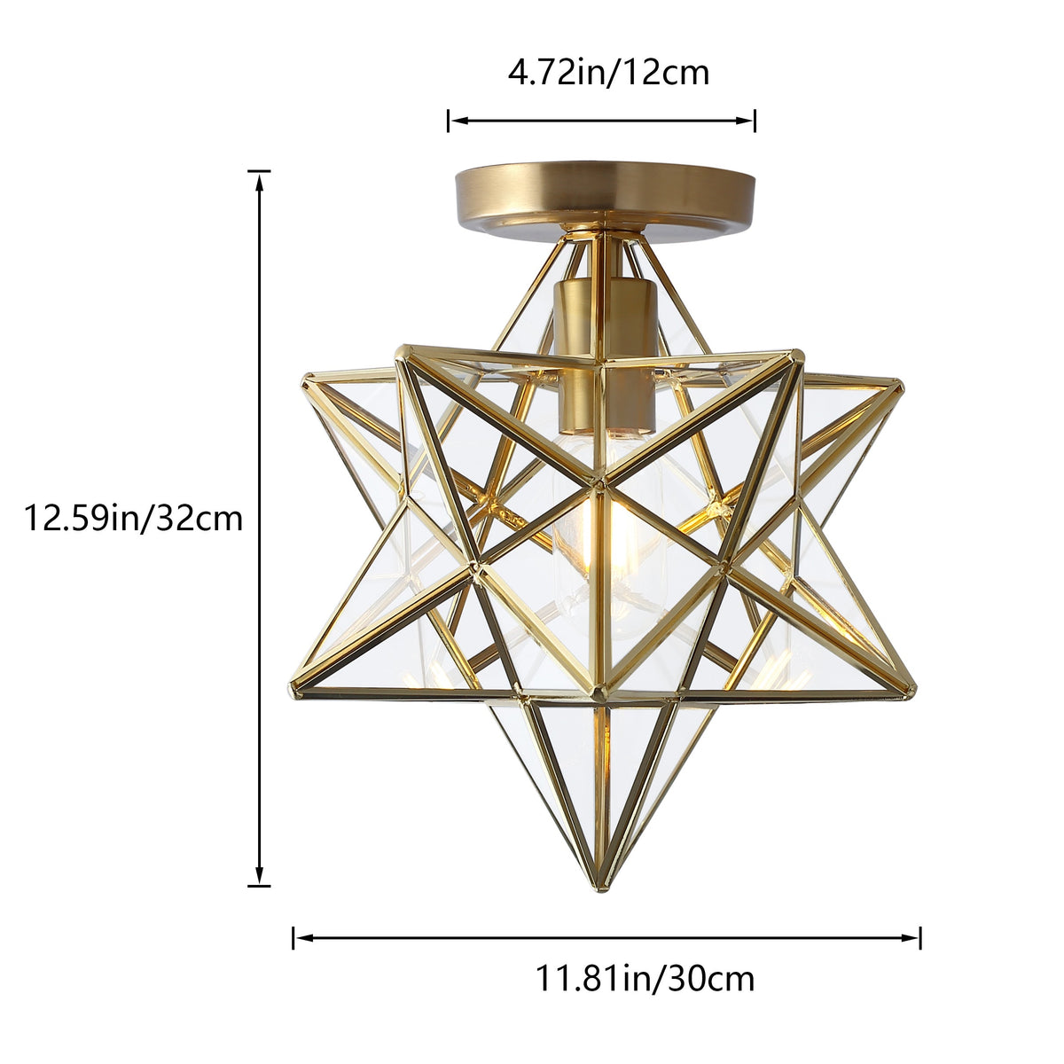 1-Light Geometric Star Semi-Flush Mount Lighting