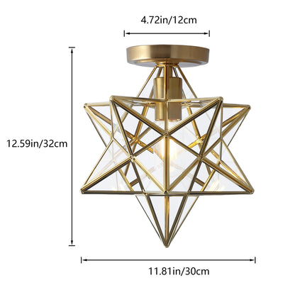 1-Light Geometric Star Semi-Flush Mount Lighting