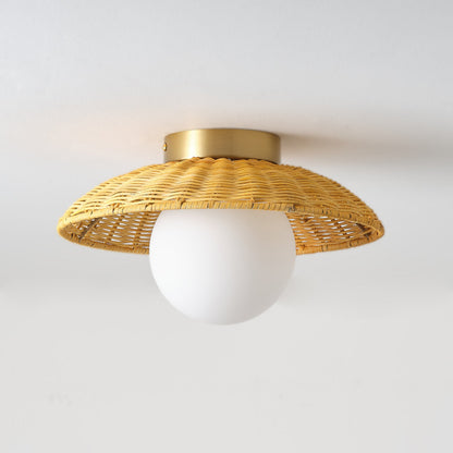 1-Light Bronze Globe Shade Semi-Flush Mount Lighting