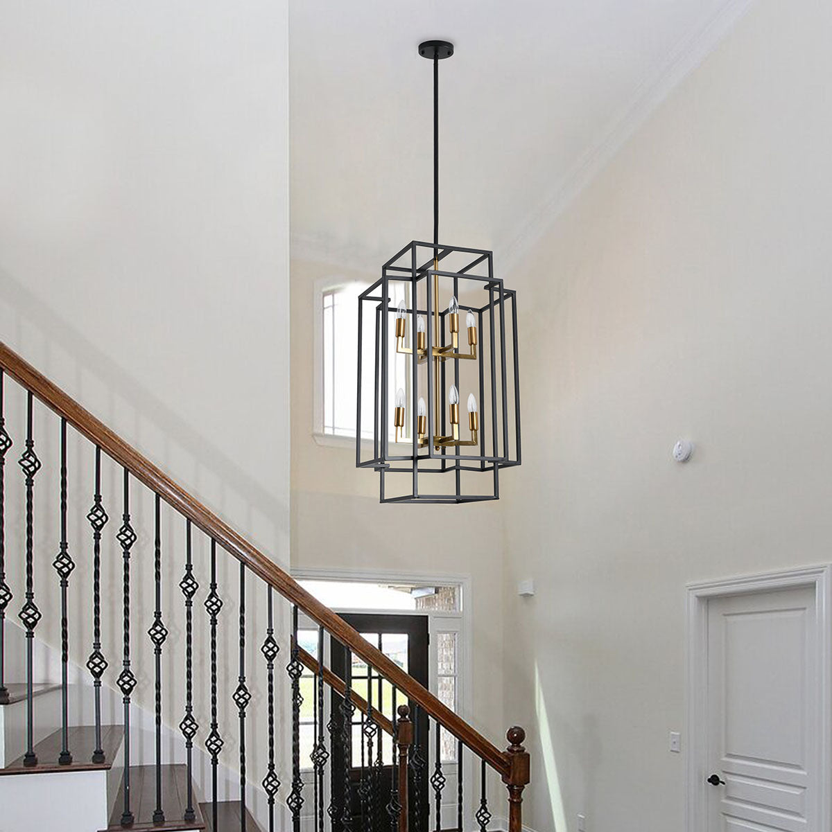 8-light Industrial Wrought Iron Chandelier，gold