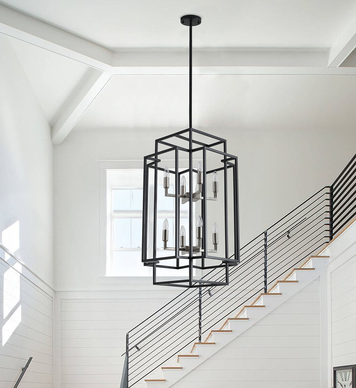 8-light Industrial Wrought Iron Chandelier，silver