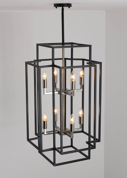 8-light Industrial Wrought Iron Chandelier，silver