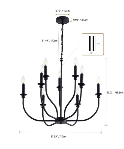 9-Lights Luxury Candlestick Adjustable Chandelier