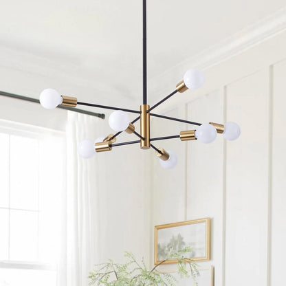 8-Lights Dimmable Sputnik Modern Linear Chandelier