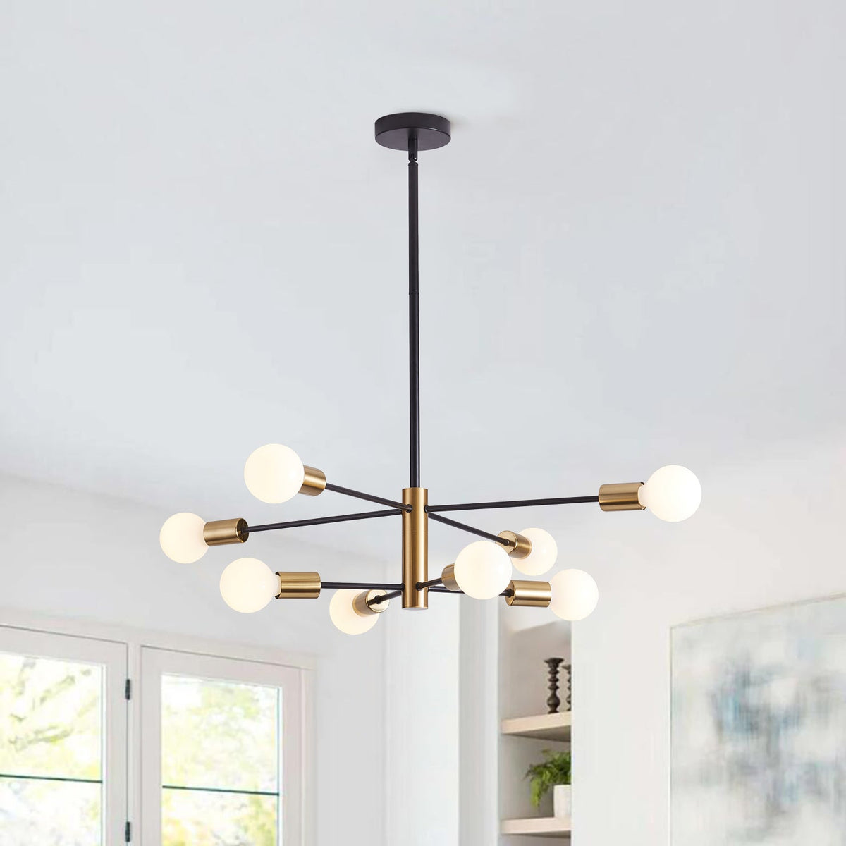 8-Lights Dimmable Sputnik Modern Linear Chandelier