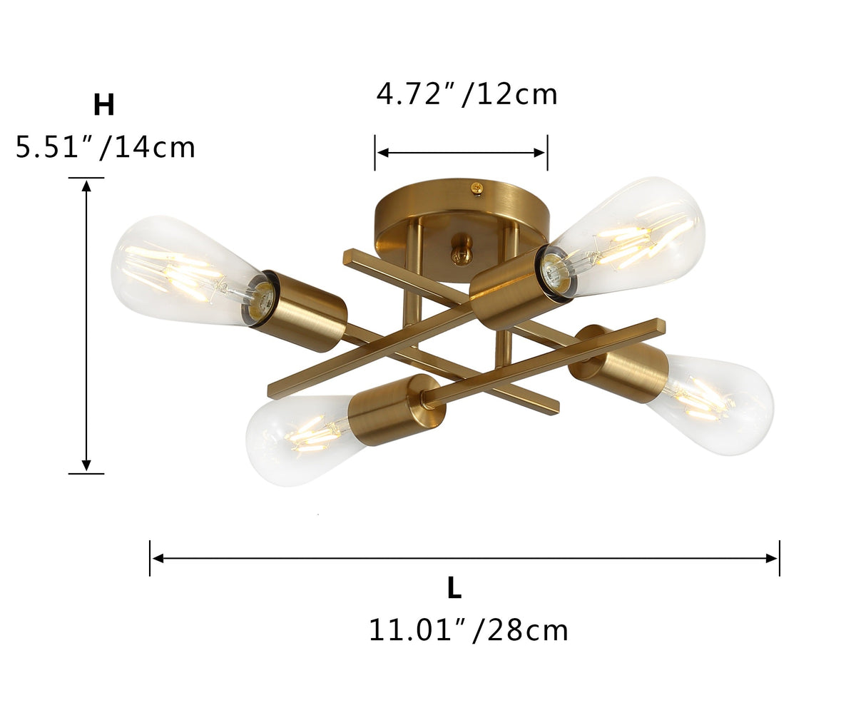 4-Lights Sputnik Shade Design Semi-Flush Mount Lighting