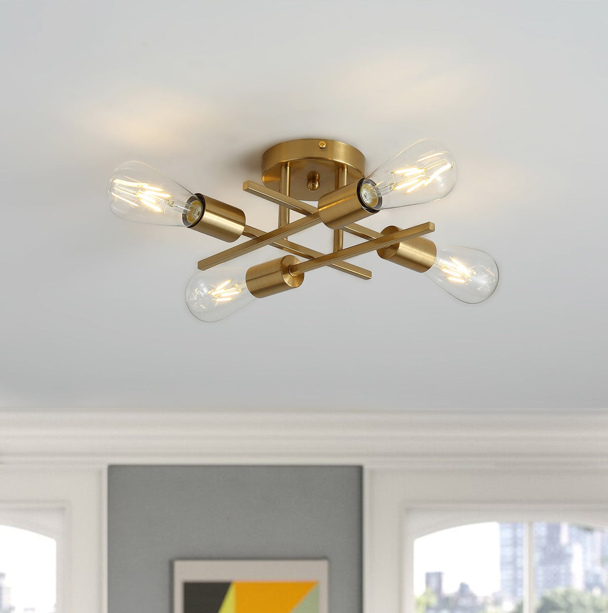 4-Lights Sputnik Shade Design Semi-Flush Mount Lighting