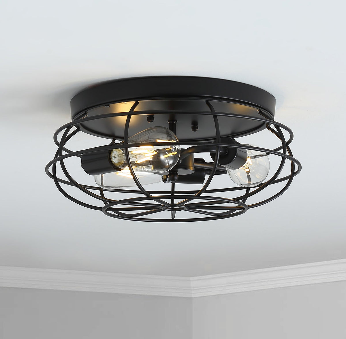 3-Lights Oval Frame Design Flush Mount Lighting