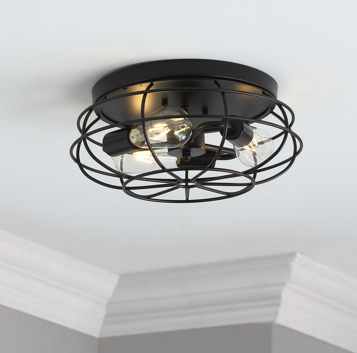 3-Lights Oval Frame Design Flush Mount Lighting