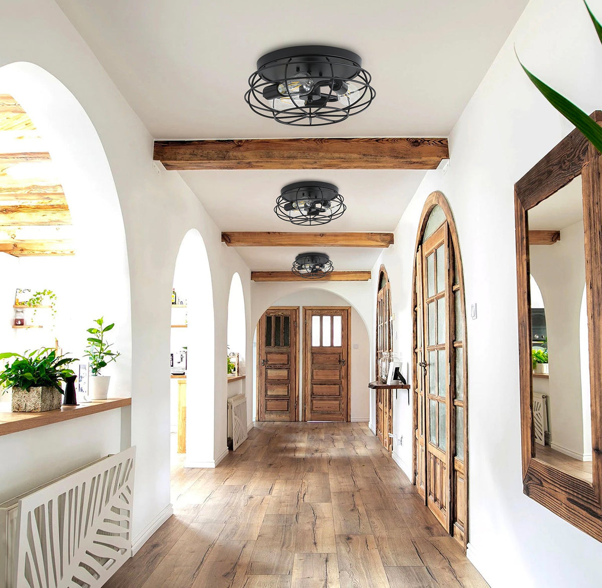 3-Lights Oval Frame Design Flush Mount Lighting