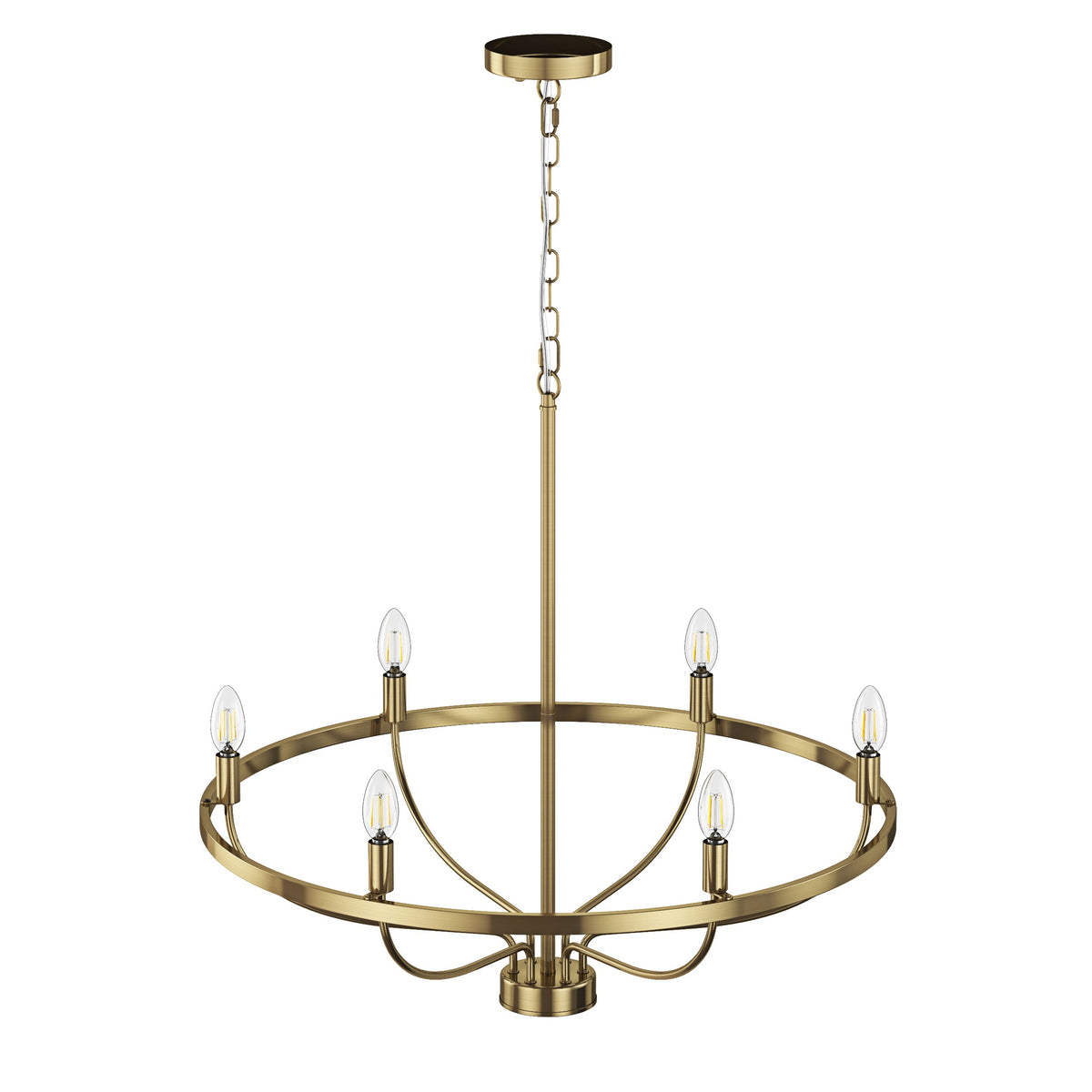 6-Lights Blooming Flowers Shaped Candle Head Chandelier