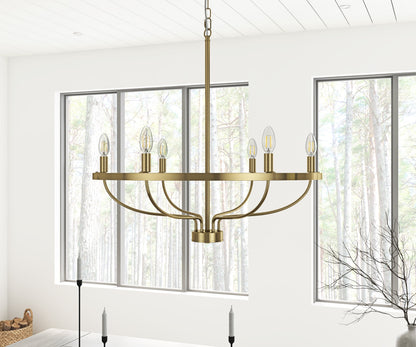 6-Lights Blooming Flowers Shaped Candle Head Chandelier
