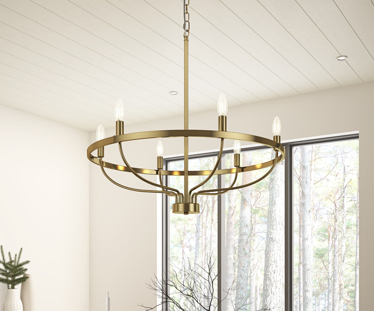 6-Lights Blooming Flowers Shaped Candle Head Chandelier