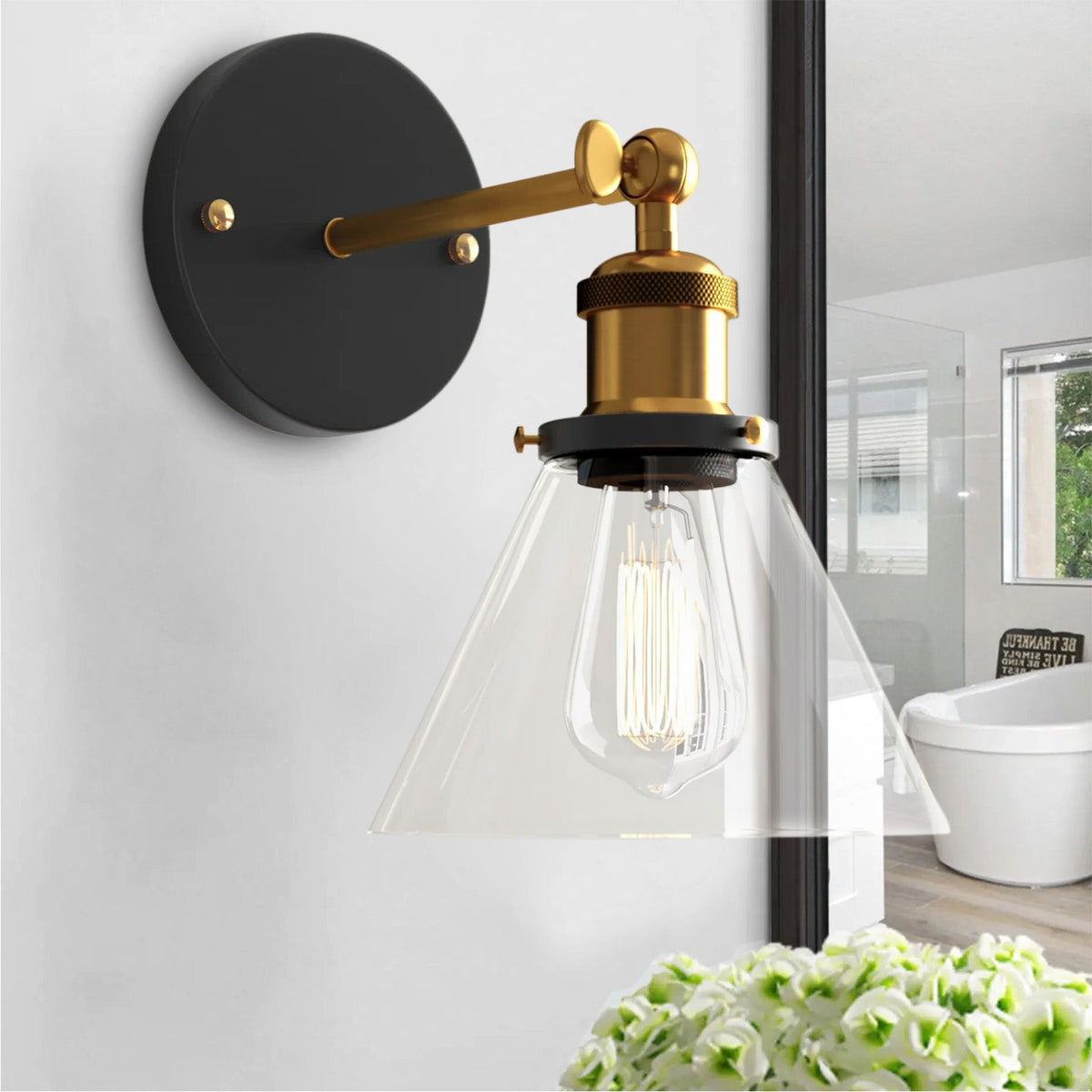 1-Light Industrial Classic Glass Shade Wall Sconces