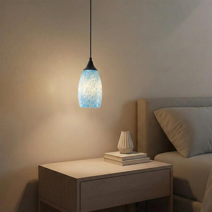 1-Light Modern Art Glass Pendant Marble Shade for Kitchen Island