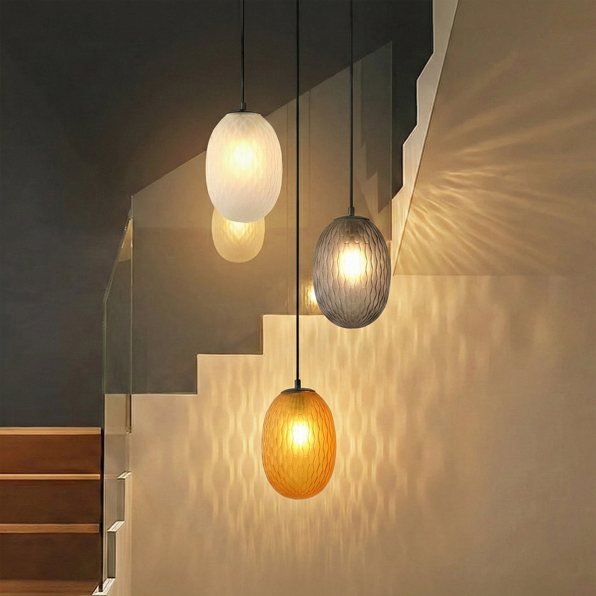 3-Light Luxury Colored Glass Pendant Light
