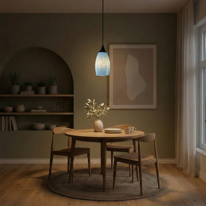 1-Light Modern Art Glass Pendant Marble Shade for Kitchen Island