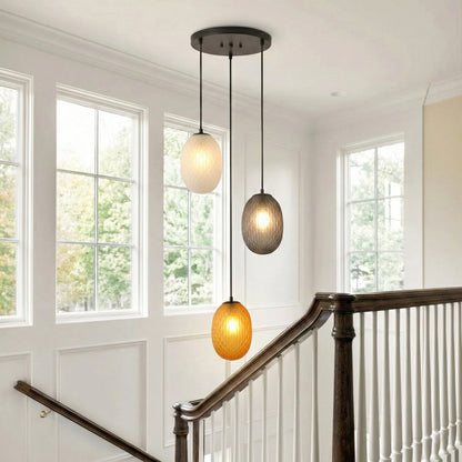3-Light Luxury Colored Glass Pendant Light