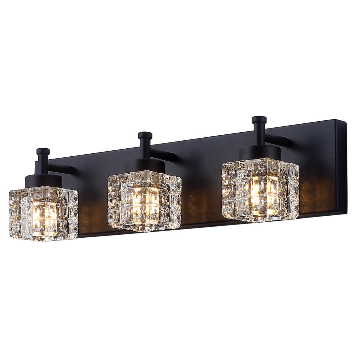 3-Lights Modern Square Crystal Vanity Lighting