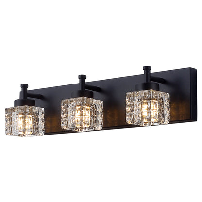 3-Lights Modern Square Crystal Vanity Lighting