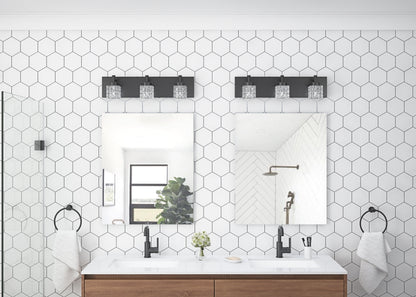 3-Lights Modern Square Crystal Vanity Lighting