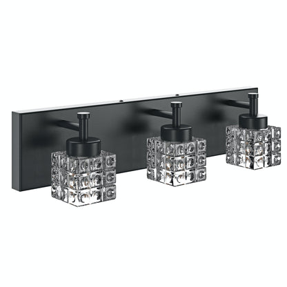 3-Lights Modern Square Crystal Vanity Lighting