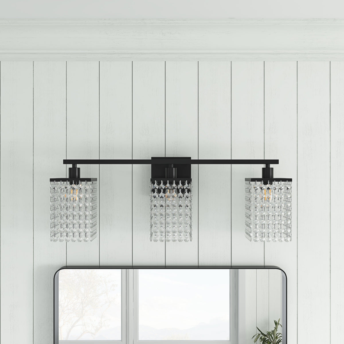 3-Lights & 4-Lights Crystal Square Design Vanity Lighting