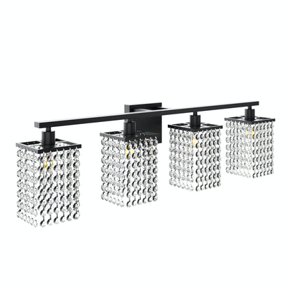 3-Lights & 4-Lights Crystal Square Design Vanity Lighting