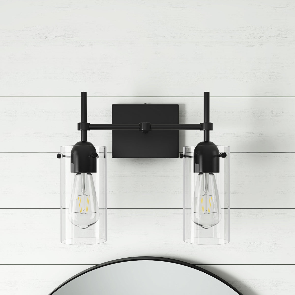 2-Lights & 3-Lights Symmetrical Glass Cylinder Vanity Lighting