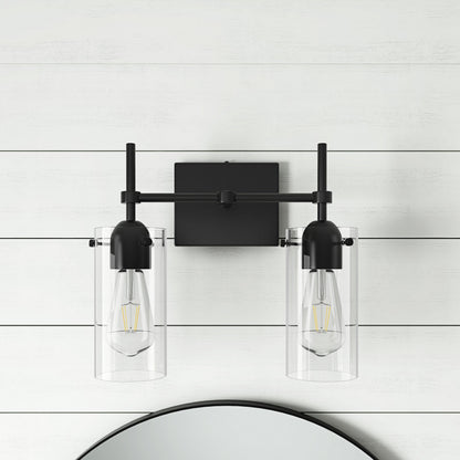 2-Lights & 3-Lights Symmetrical Glass Cylinder Vanity Lighting