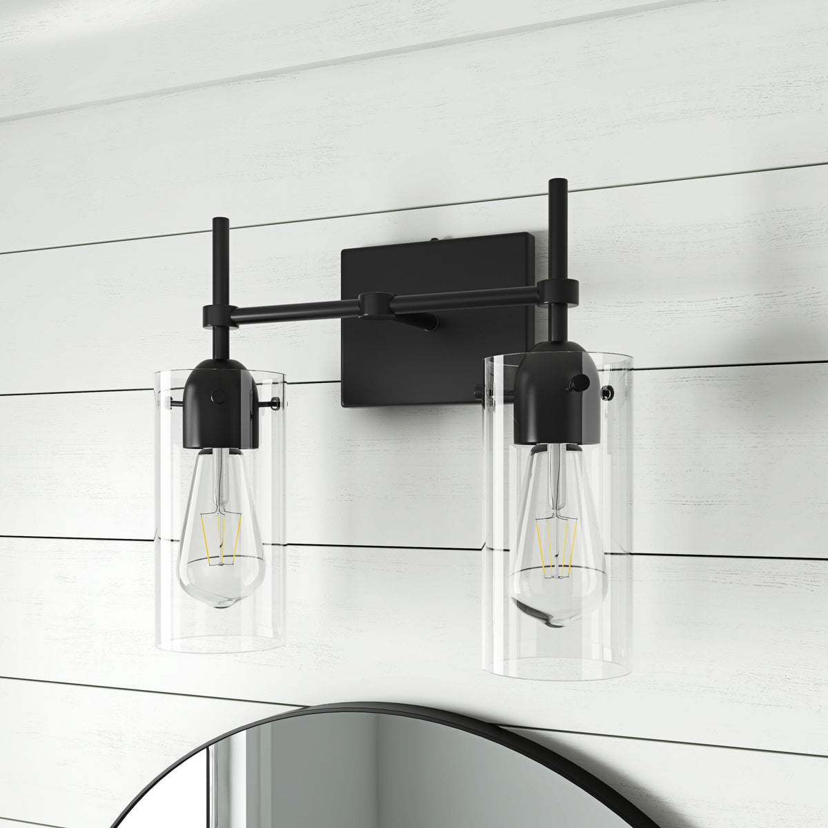 2-Lights & 3-Lights Symmetrical Glass Cylinder Vanity Lighting