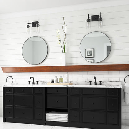 2-Lights & 3-Lights Symmetrical Glass Cylinder Vanity Lighting