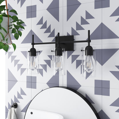 2-Lights & 3-Lights Symmetrical Glass Cylinder Vanity Lighting
