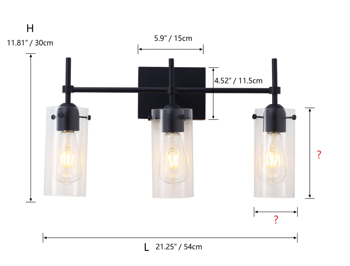 2-Lights & 3-Lights Symmetrical Glass Cylinder Vanity Lighting