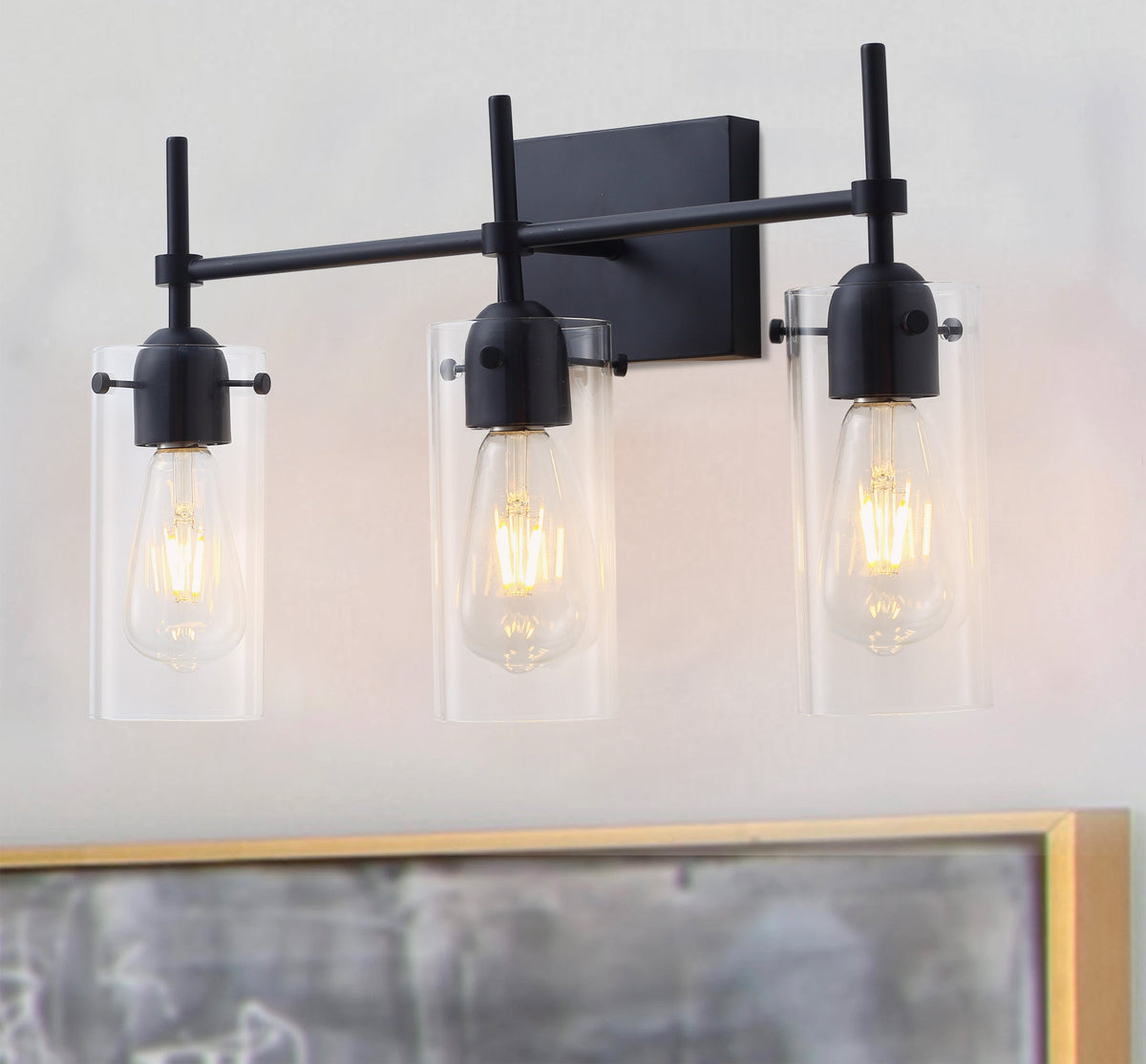 2-Lights & 3-Lights Symmetrical Glass Cylinder Vanity Lighting