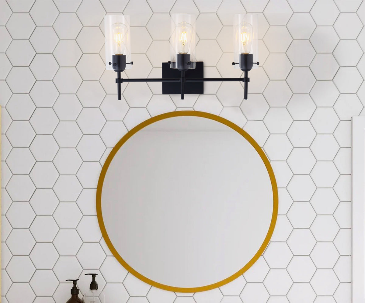 2-Lights & 3-Lights Symmetrical Glass Cylinder Vanity Lighting
