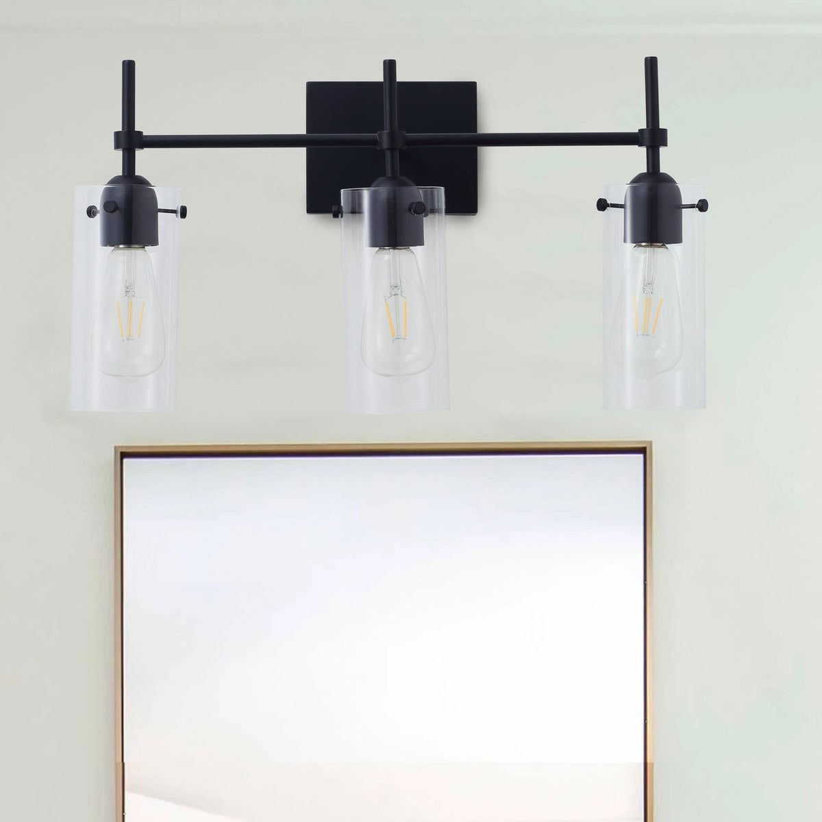 2-Lights & 3-Lights Symmetrical Glass Cylinder Vanity Lighting