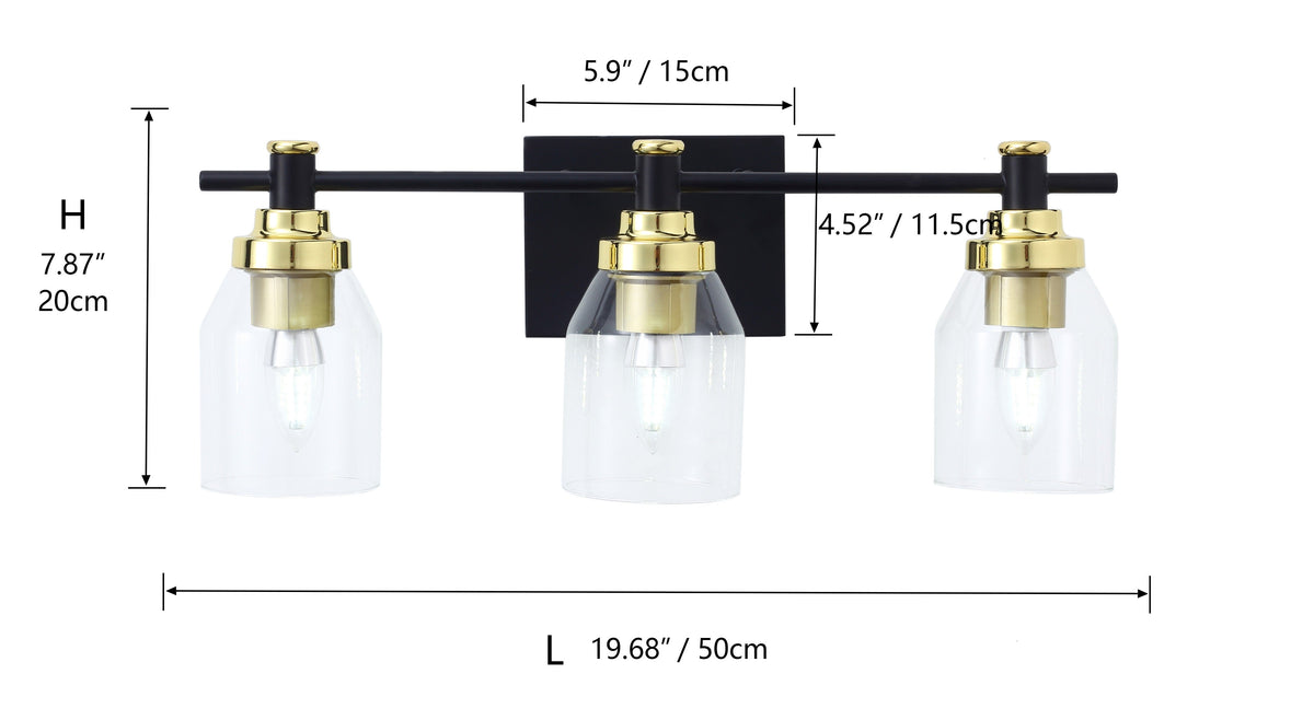2-Lights & 3-Lights Hourglass Shade Design Vanity Lighting