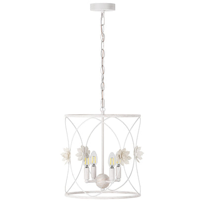 4-Lights Openwork Design Surrounded by Carving White Pendant Lighting