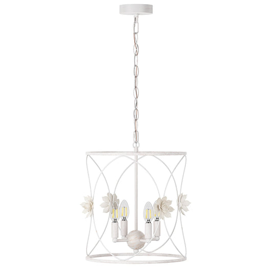 4-Lights Openwork Design Surrounded by Carving White Pendant Lighting