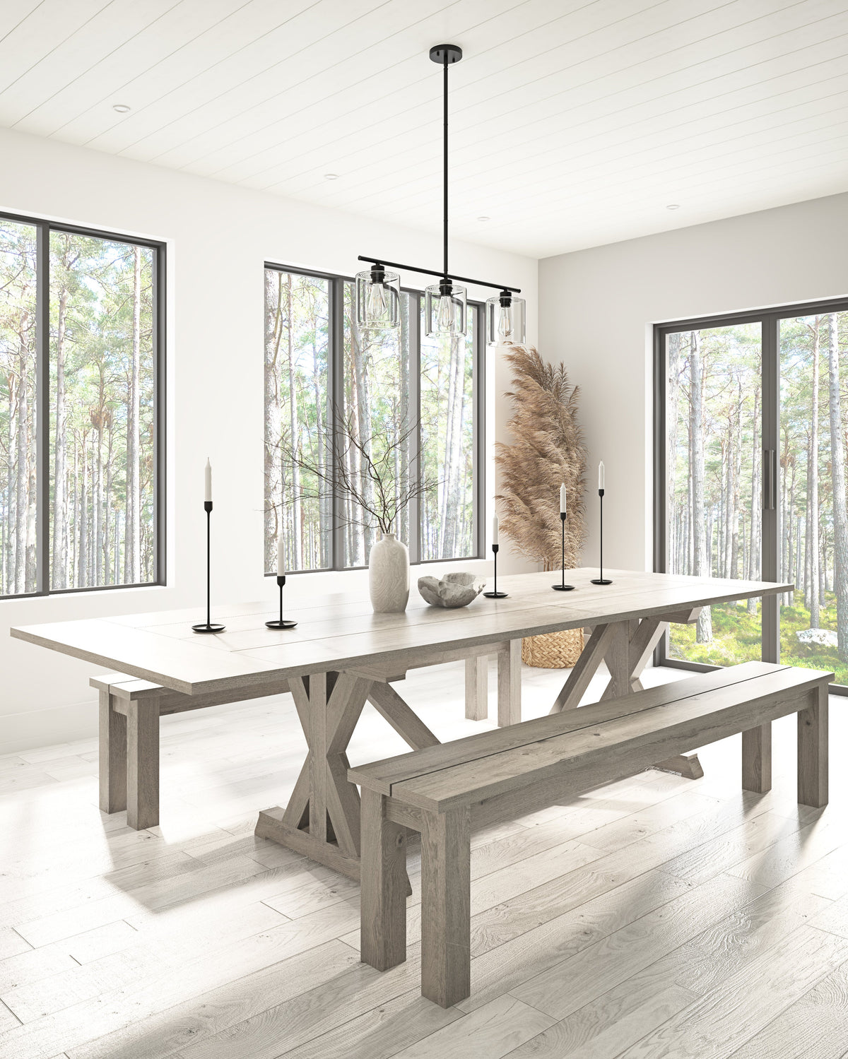3-Lights Modern Minimalist Glass Shade Kitchen Island Lights