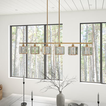6-Lights Classic Glass Cylinder Kitchen Island Lights