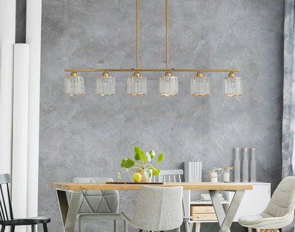 6-Lights Classic Glass Cylinder Kitchen Island Lights