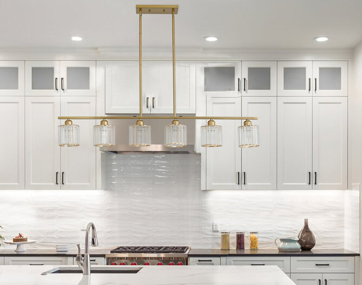 6-Lights Classic Glass Cylinder Kitchen Island Lights